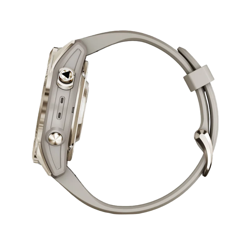 Garmin Fenix 7S Pro Sapphire Solar smartwatch with Soft Gold case and Light Sand band