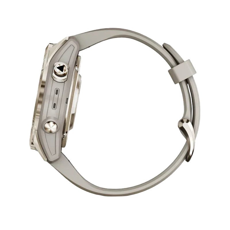 Garmin Fenix 7S Pro Sapphire Solar smartwatch with Soft Gold case and Light Sand band