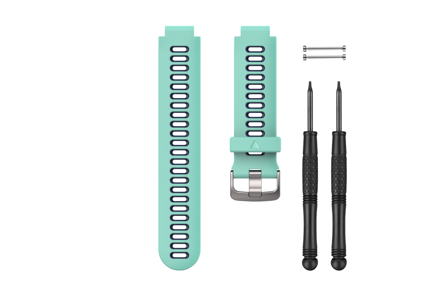Garmin Frost Blue/Midnight Blue watch band kit with two bands, screws, and tools