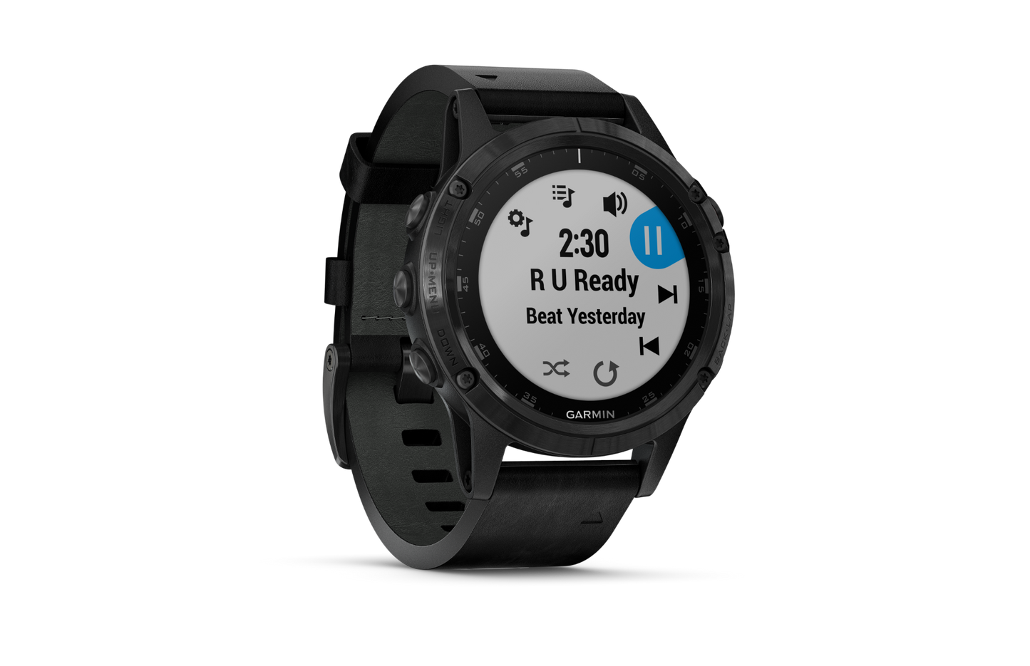 Garmin Fenix 5 Plus Sapphire Black w/ Black Leather Band (010-01988-06) by Garmin