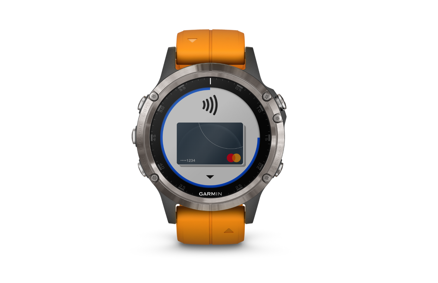 Garmin Fenix 5 Plus Sapphire Titanium w/ Solar Flare Orange Band (010-01988-04) by Garmin