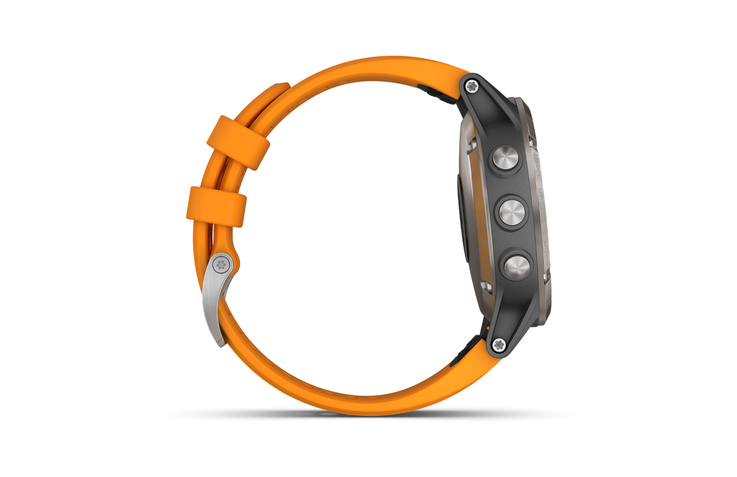 Garmin Fenix 5 Plus Sapphire Titanium smartwatch with Solar Flare orange band