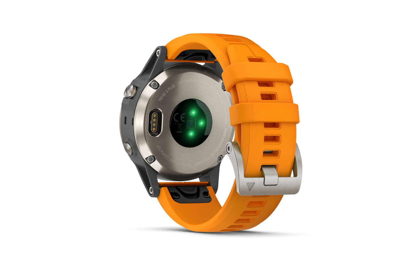 Garmin Fenix 5 Plus Sapphire Titanium w/ Solar Flare Orange Band (010-01988-04) by Garmin