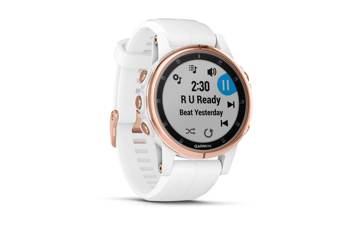 Garmin Fenix 5S Plus Sapphire Rose Goldtone w/ Carrara White Band (010-01987-06) by Garmin