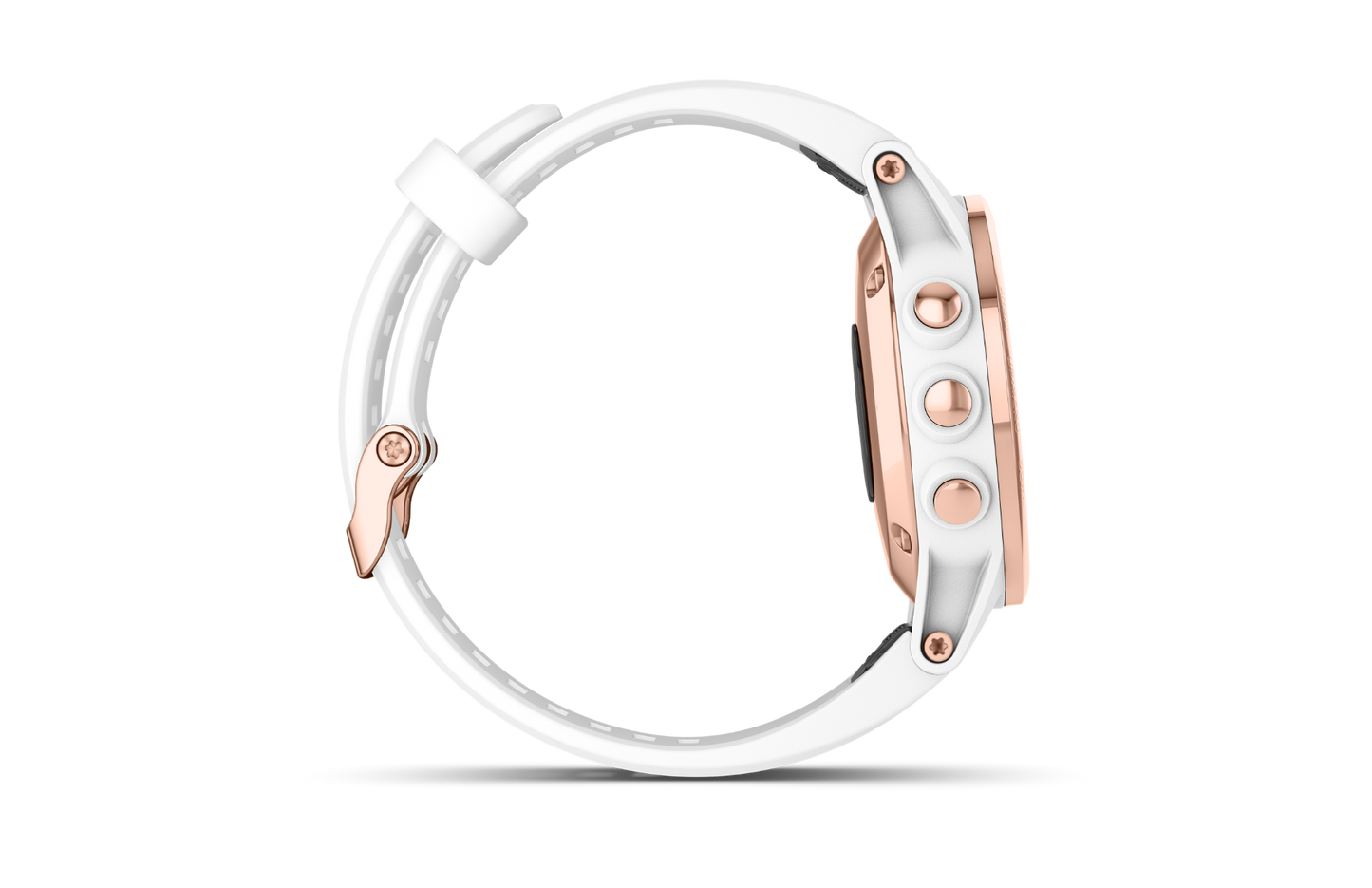 Garmin Fenix 5S Plus Sapphire smartwatch with rose-gold tone case and Carrara white band