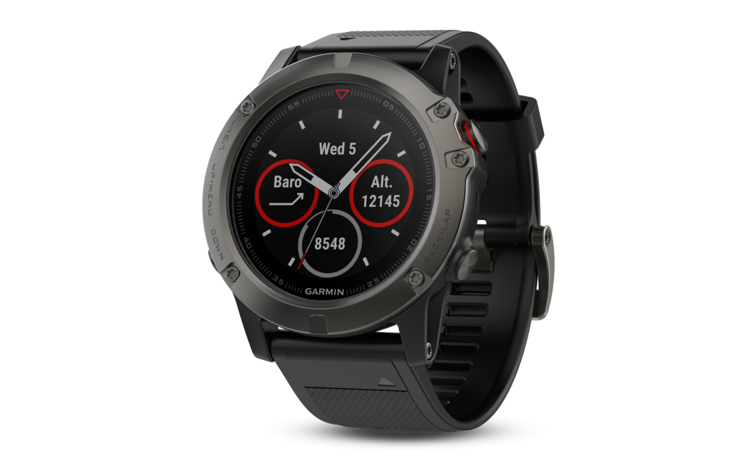Garmin Fenix 5X Sapphire smartwatch with slate-gray bezel and black band (010-01733-00)