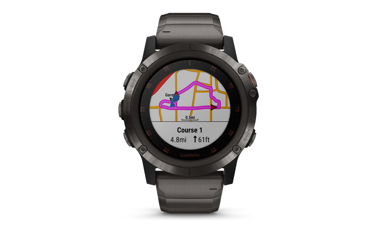 Garmin Fenix 5X Plus Sapphire smartwatch, Carbon Gray Titanium with metal band
