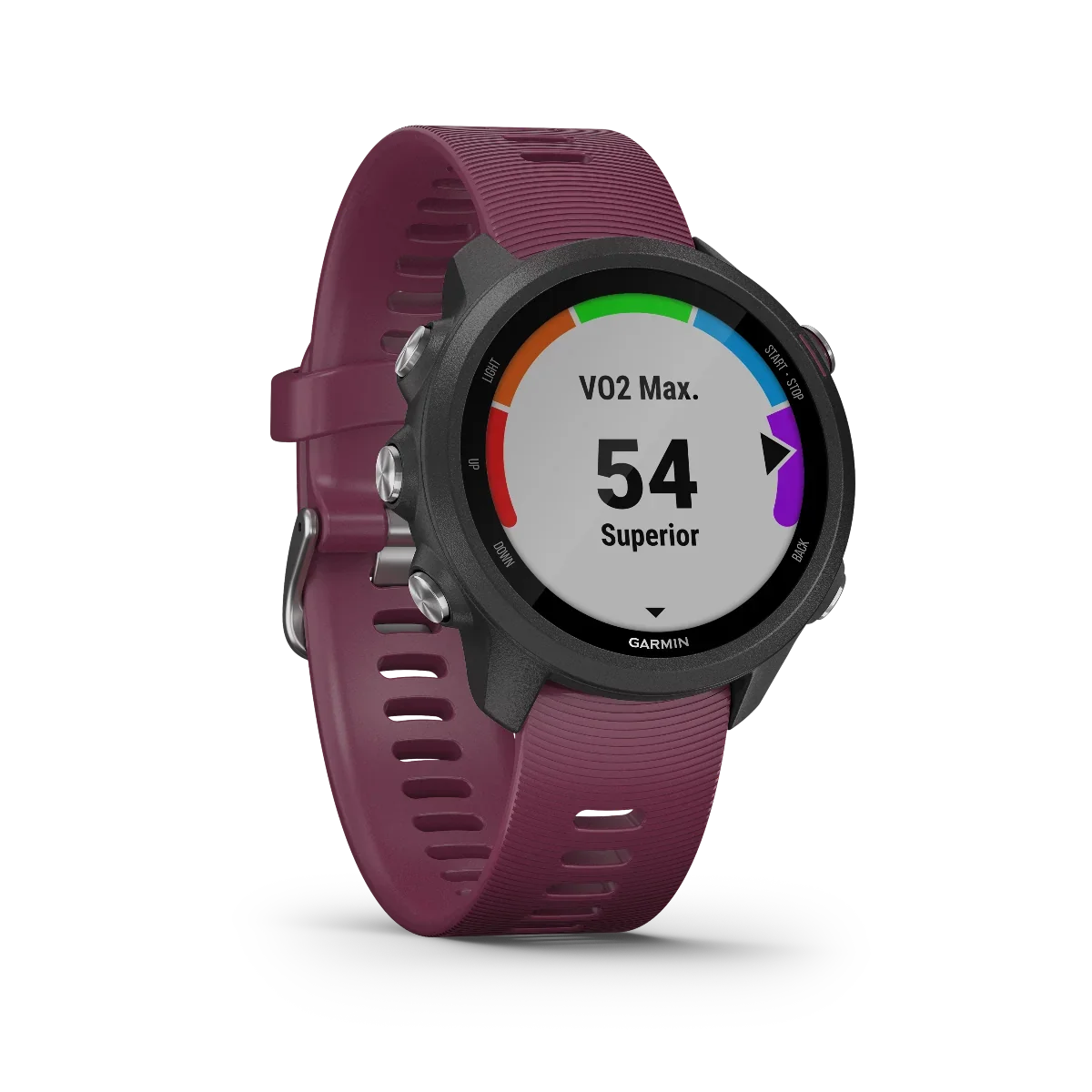 Garmin Forerunner 245 Berry smartwatch with maroon band