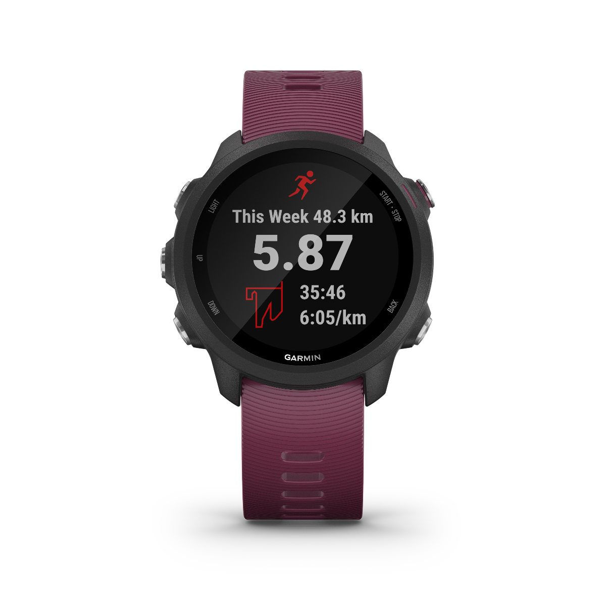 Garmin Forerunner 245 Berry GPS smartwatch with burgundy strap