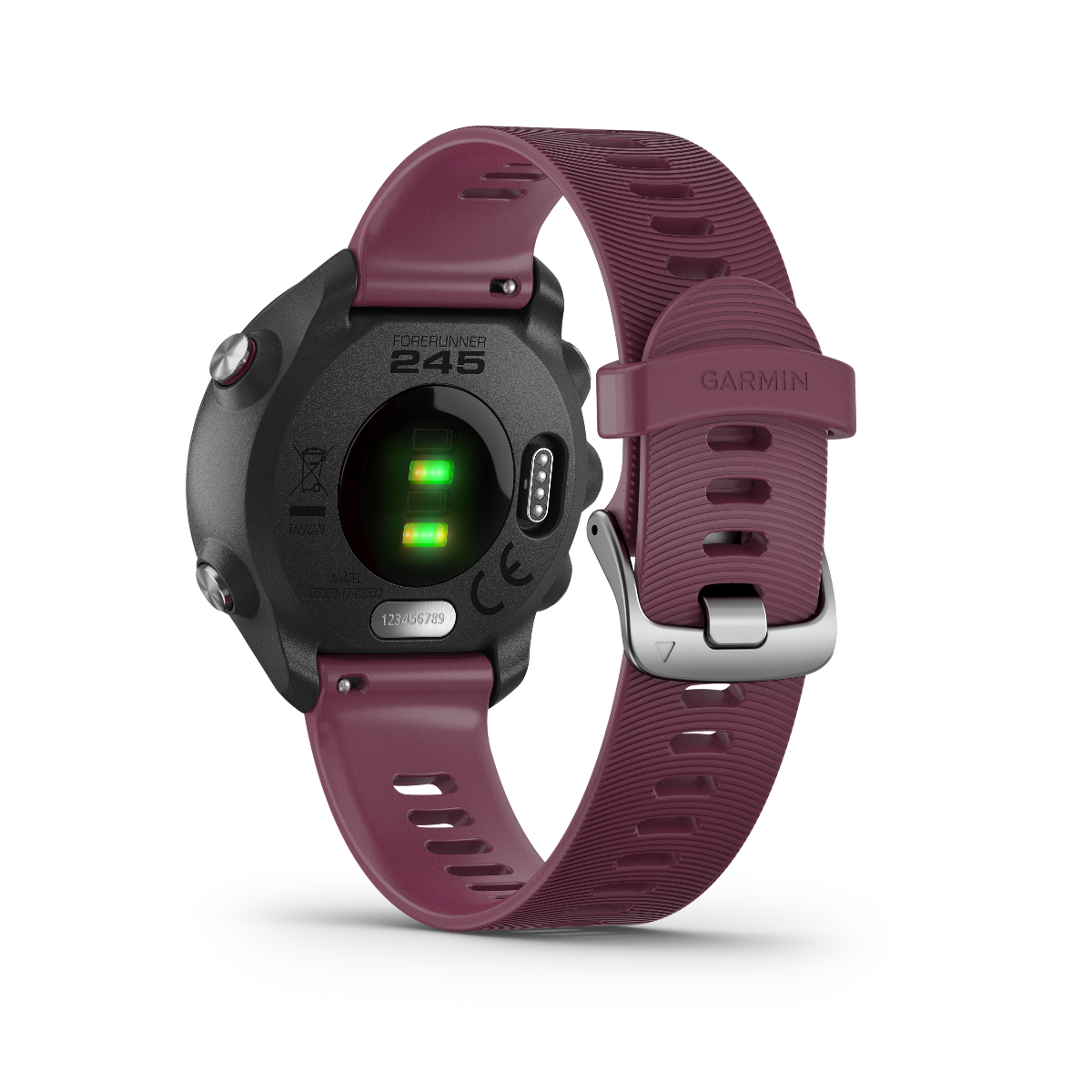 Garmin Forerunner 245 Berry fitness GPS smartwatch with purple silicone band