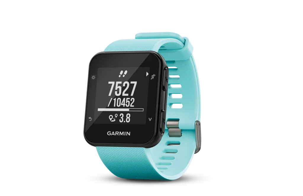 Garmin Forerunner 35 Frost Blue smartwatch with black display