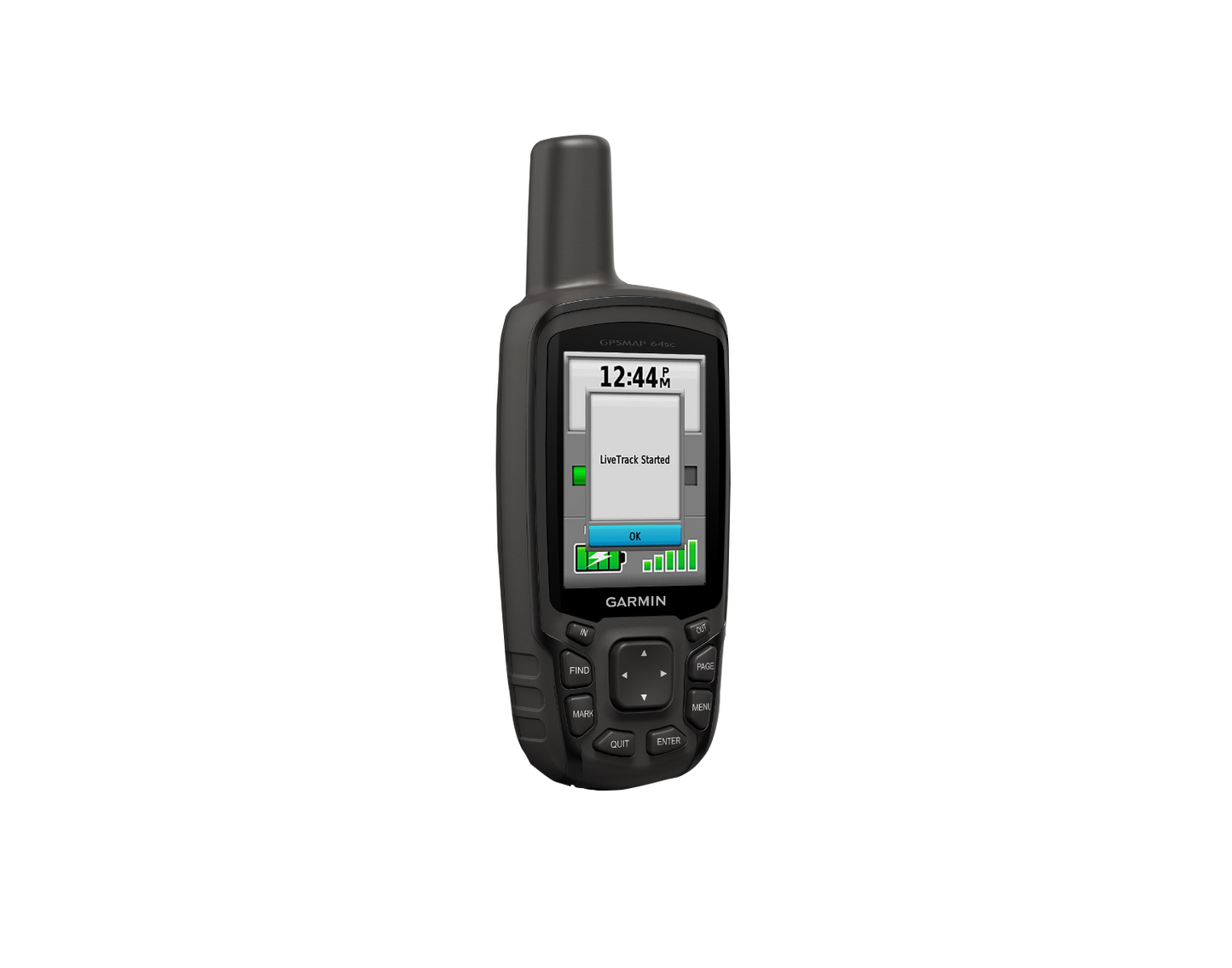 Garmin GPSMAP 64sc handheld GPS device with antenna and keypad, black