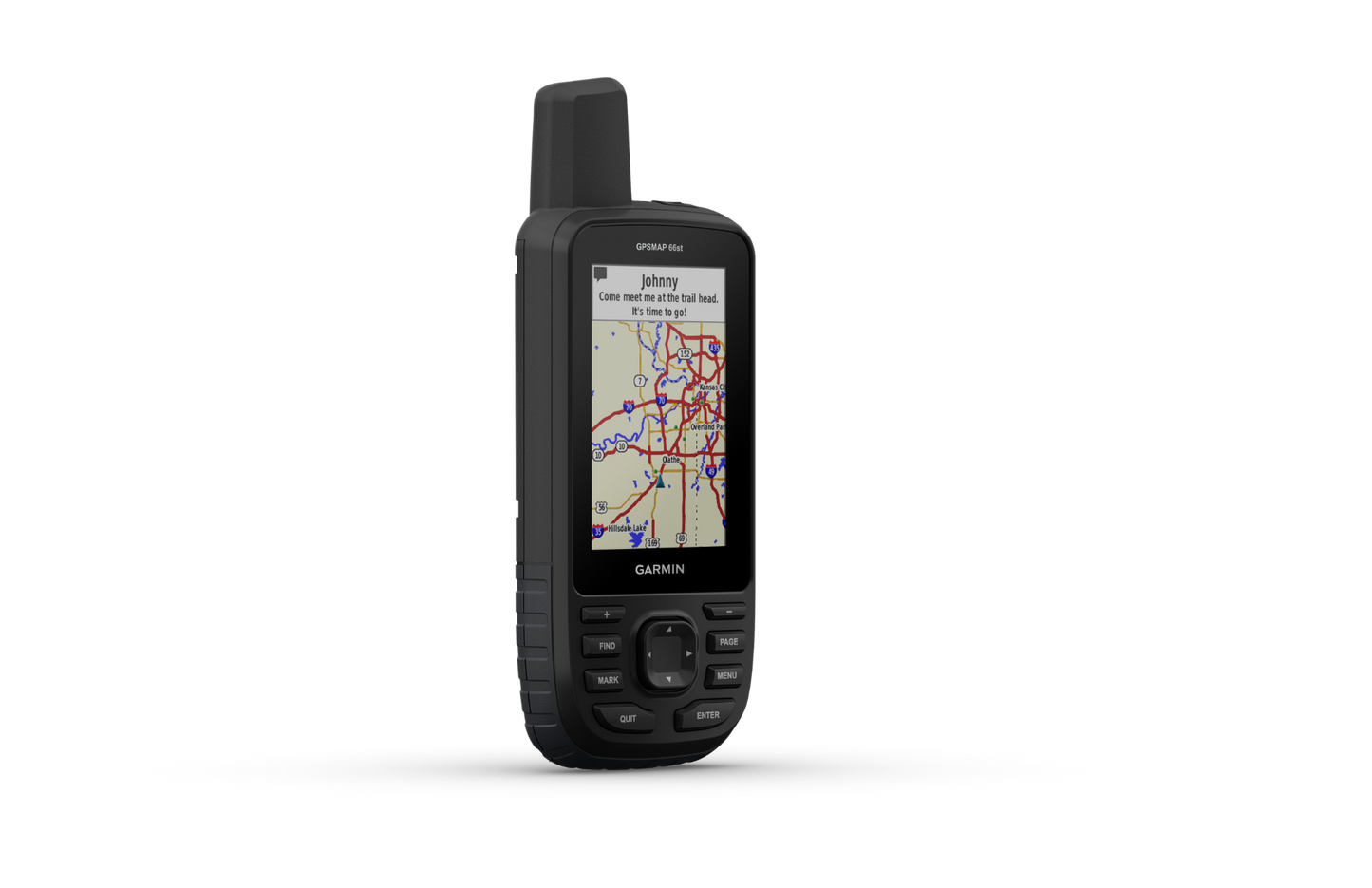 Garmin GPSMAP 66st handheld GPS with topo map display in black