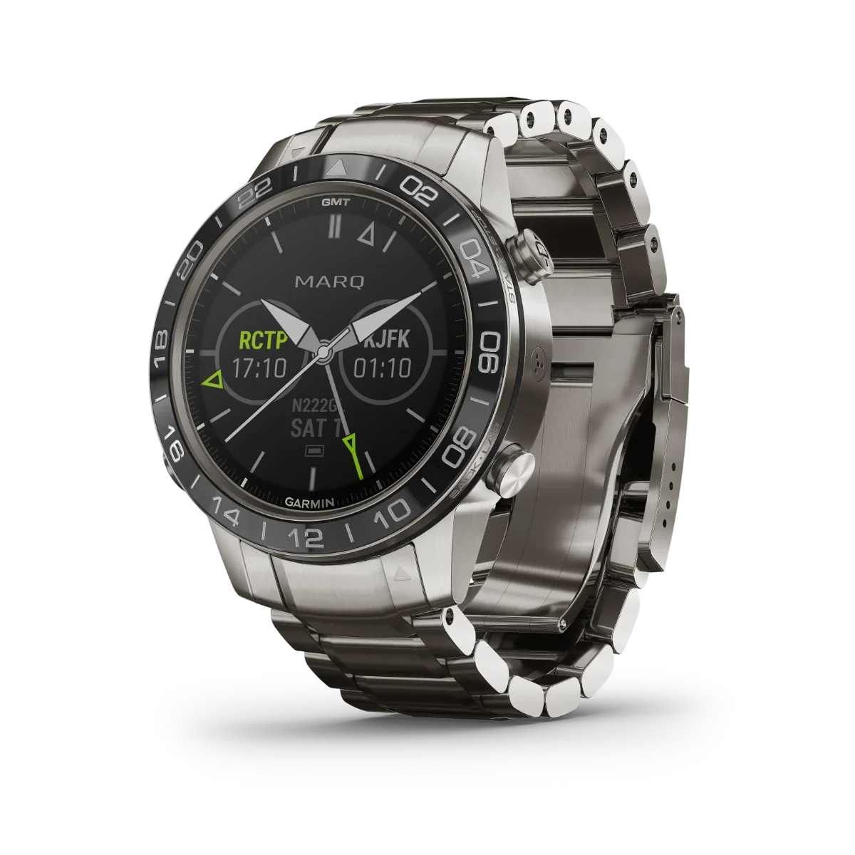 Garmin MARQ Aviator stainless steel smartwatch with GMT bezel and bracelet