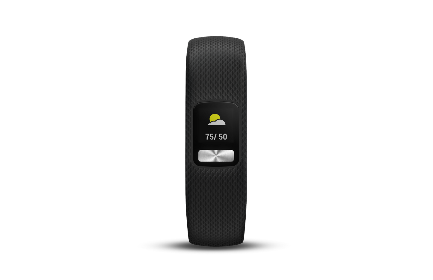 Garmin vivofit 4 black fitness band with textured strap and weather widget