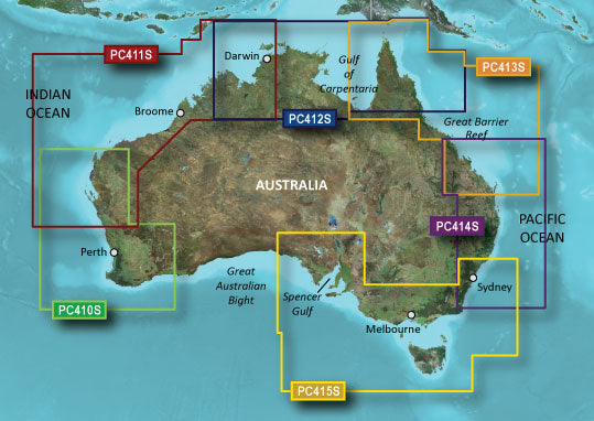 Garmin BlueChart g3 map card for Australia coastlines, Esperance to Exmouth Bay, microSD/SD HXPC410S