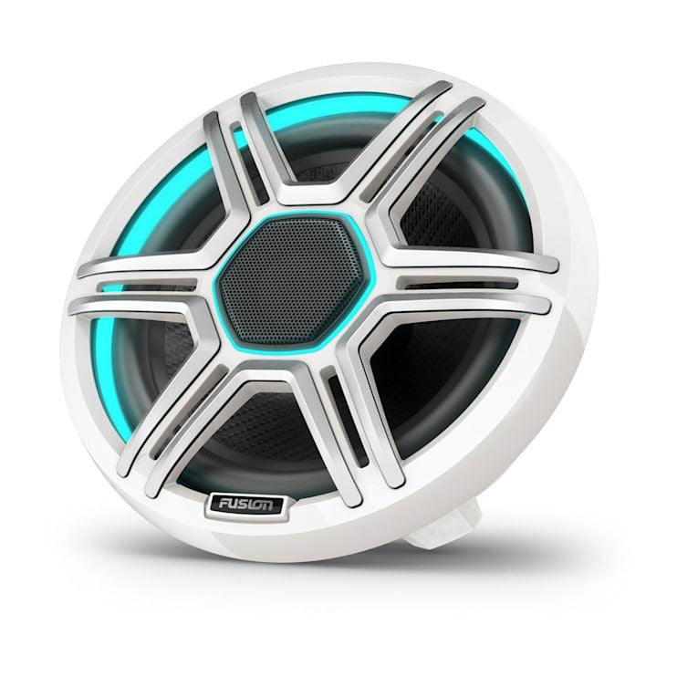 Fusion Apollo 7.7-inch LED marine speaker with white sports grille