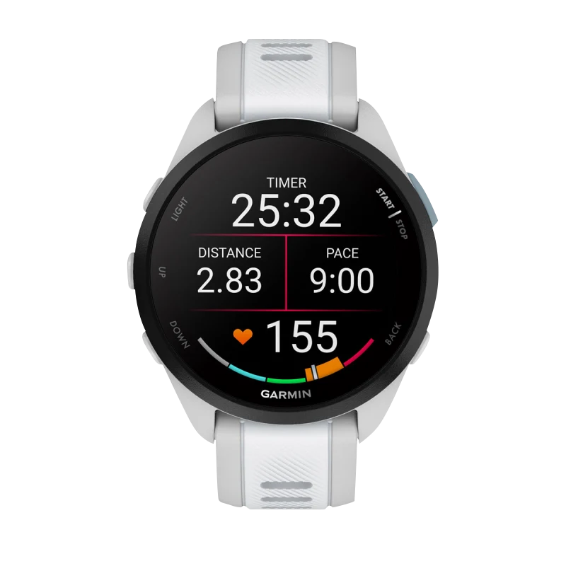 Garmin Forerunner 165 Music smartwatch, Mist Gray/Whitestone with white band