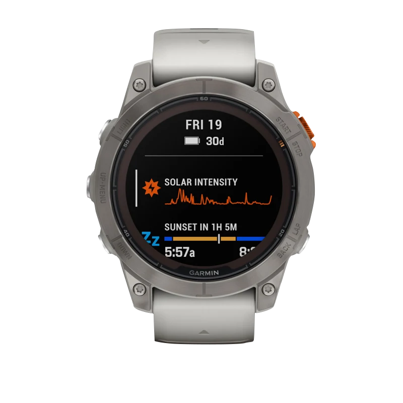 Garmin Fēnix 7 Pro Sapphire Solar, Titanium with Fog Gray/Ember Orange Band (010-02777-20) by Garmin
