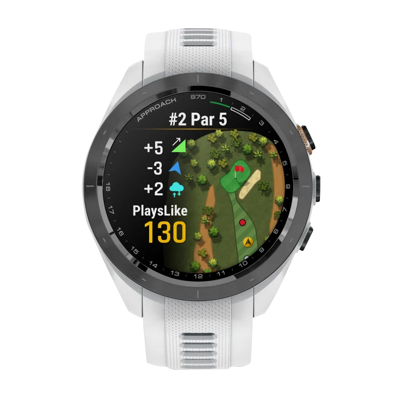 Garmin Approach S70, 42 mm Black/Peach Ceramic Bezel with White Silicone Band (010-02746-00) by Garmin