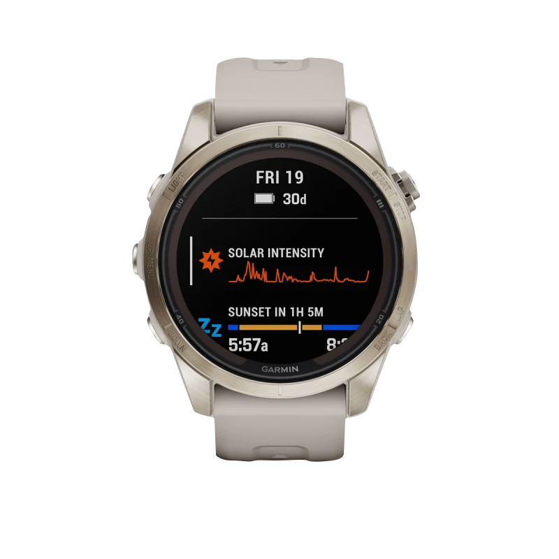 Garmin Fenix 7S Pro Sapphire Solar smartwatch, certified refurbished, soft gold with light sand band