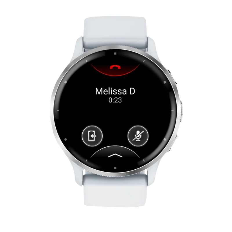 Garmin Venu 3 smartwatch, 45 mm, silver stainless steel bezel with Whitestone case and light-blue silicone band.