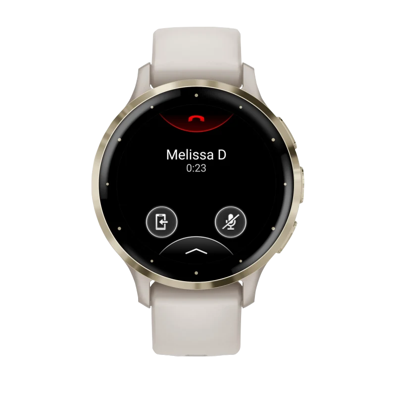 Garmin Venu 3S smartwatch, 41 mm soft-gold stainless steel bezel with ivory silicone band