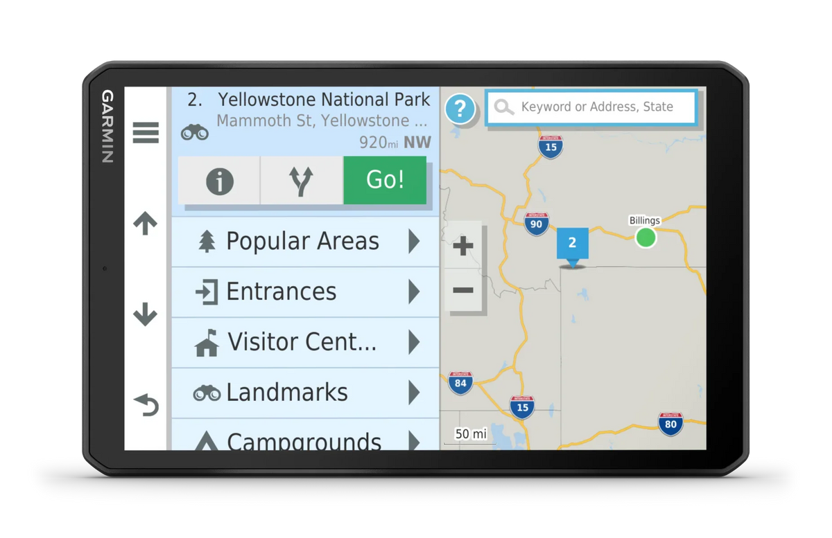 Garmin RV 890 8-inch RV GPS, certified refurbished, map display
