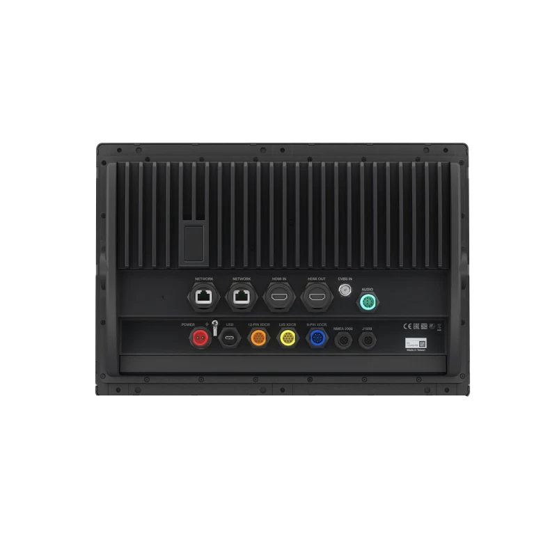 Garmin GPSMAP 8616xsv marine chartplotter back panel with Ethernet, USB, HDMI in/out and audio ports