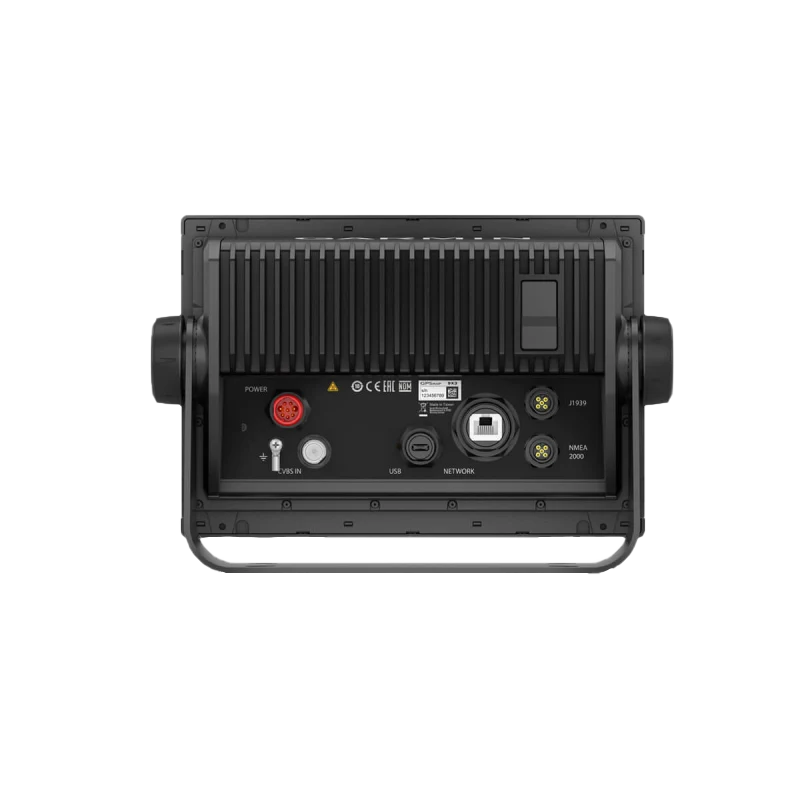 Garmin GPSMAP 923 Non-sonar marine chartplotter with Worldwide Basemap, rear panel showing power, USB and network ports