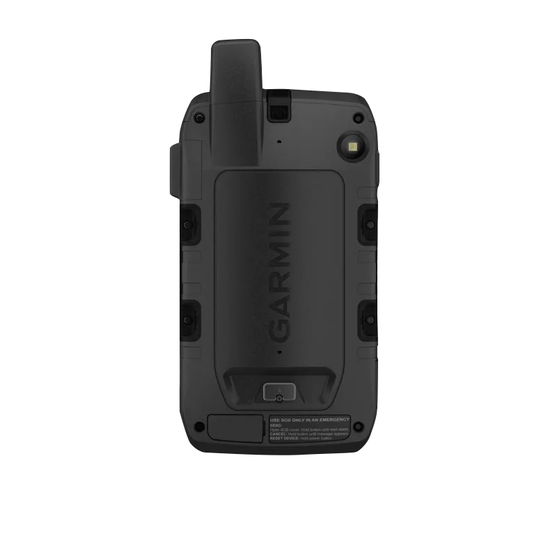 Garmin Montana 700i handheld GPS with InReach, rugged black back view