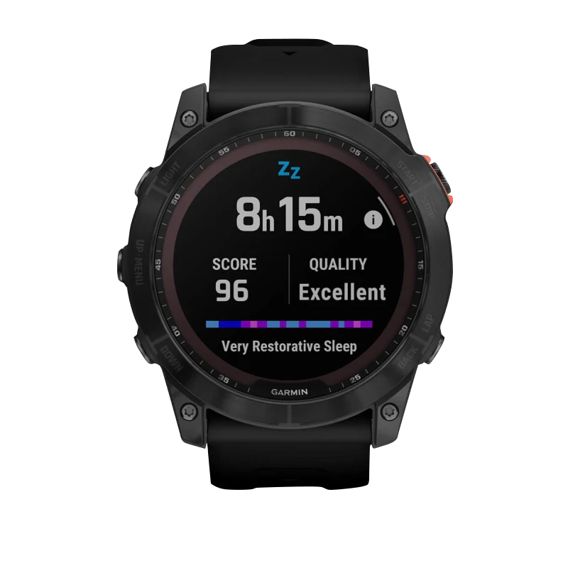 Garmin Fenix 7X Solar smartwatch, slate grey case with black band, certified refurbished
