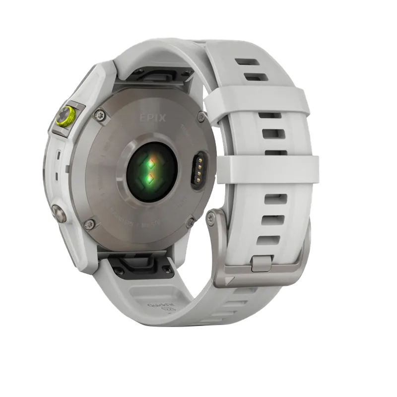 Garmin Epix Gen 2 Sapphire 47mm smartwatch, white silicone band, certified refurbished