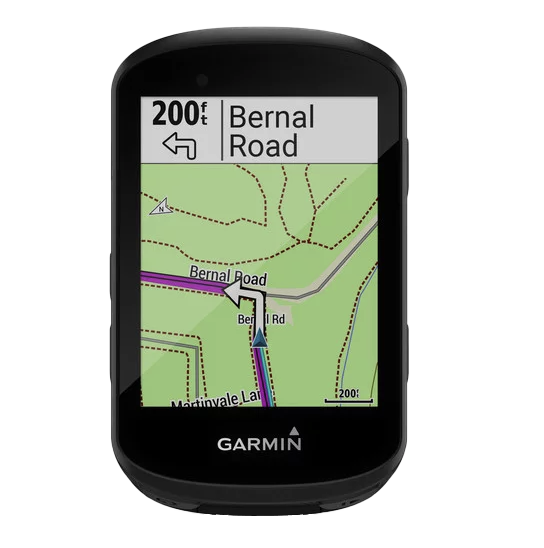 Garmin Edge 530 cycling computer, black GPS device with map navigation display.