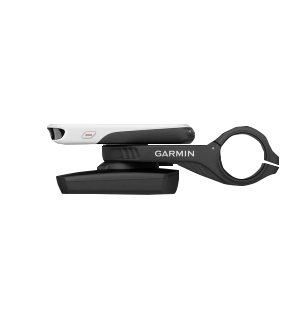 Garmin Charge Power Pack battery accessory, black clamp-style mount with white module and Garmin logo
