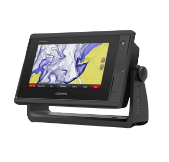 Garmin GPSMAP 722 marine GPS/chartplotter with black housing and color touchscreen display