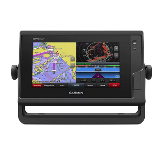 Garmin GPSMAP 742 marine GPS/chartplotter with black housing and color touchscreen.