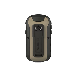 Garmin eTrex 32x handheld GPS in rugged tan and black protective housing