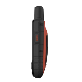 GPSMAP 66i handheld GPS device by Garmin, black with orange accents and SOS button.