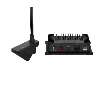Garmin Panoptix LiveScope System with two components: black transducer and control unit