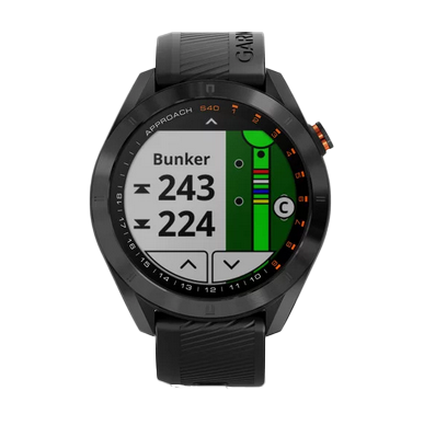 Garmin Approach S40 golf GPS smartwatch with black case and black band, model 010-02140-01
