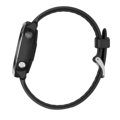 Garmin Forerunner 645 black stainless smartwatch, side view