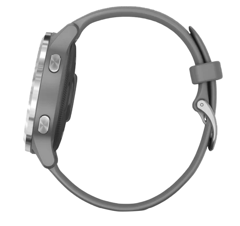 Garmin Vivoactive 4S smartwatch with silver case and gray band