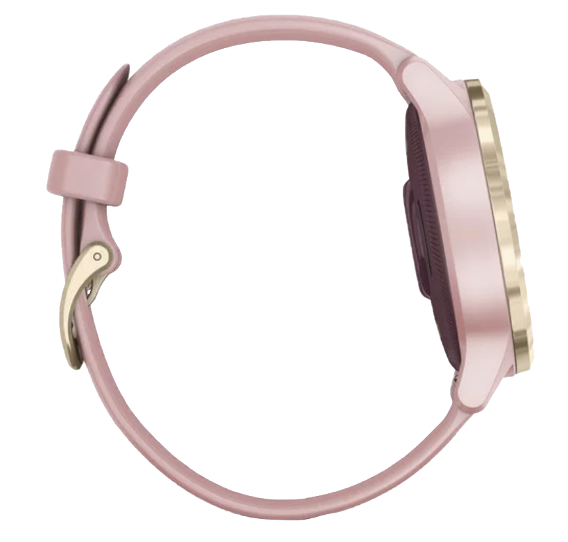 Garmin Vivoactive 4S smartwatch in light gold with dust rose band