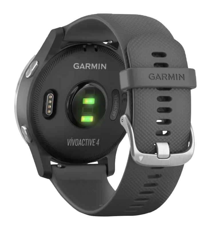 Garmin Vivoactive 4 smartwatch in silver with shadow gray band