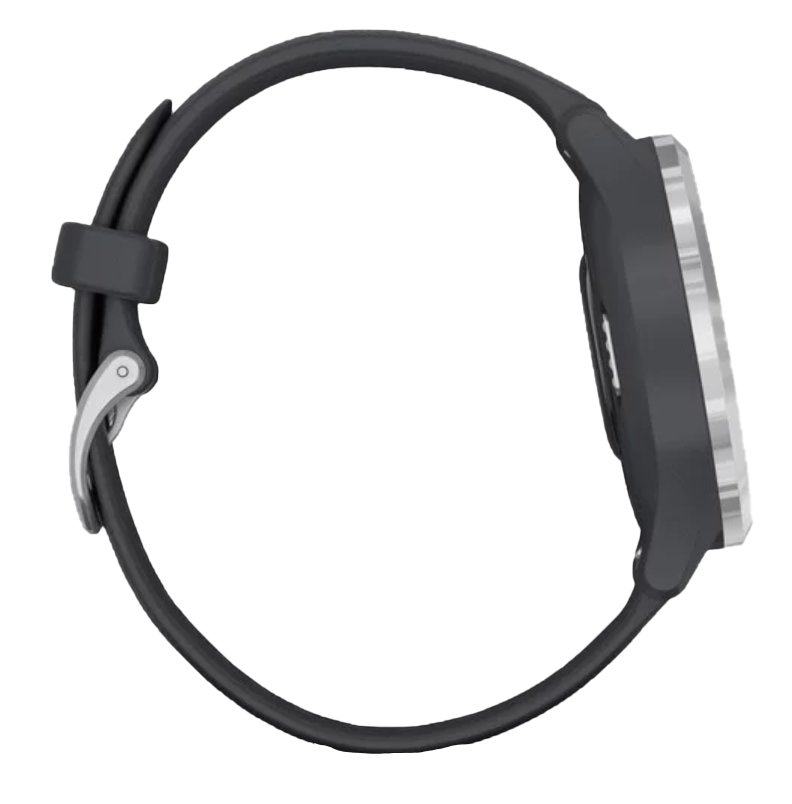 Garmin Vivomove 3S smartwatch with silver case and Granite Blue band