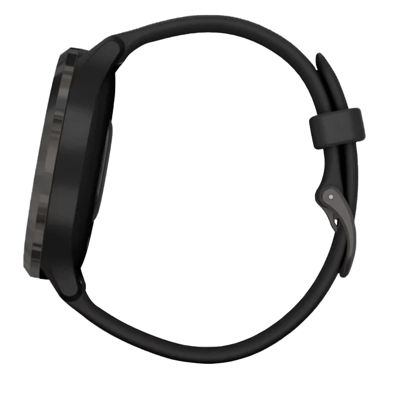 Garmin Vívomove 3 smartwatch with slate stainless steel bezel and black silicone band