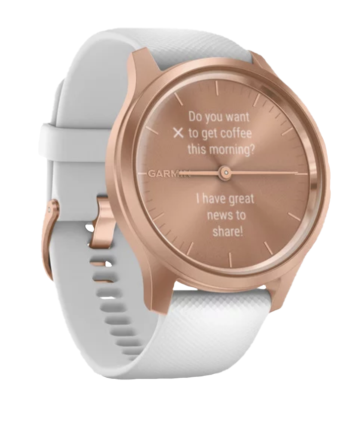 Garmin Vívomove Style rose gold smartwatch with white silicone band