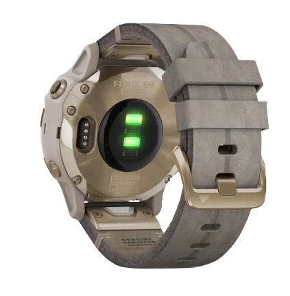 Garmin Fenix 6S Sapphire Light Goldtone with Shale Gray Leather Band (010-02159-39) by Garmin