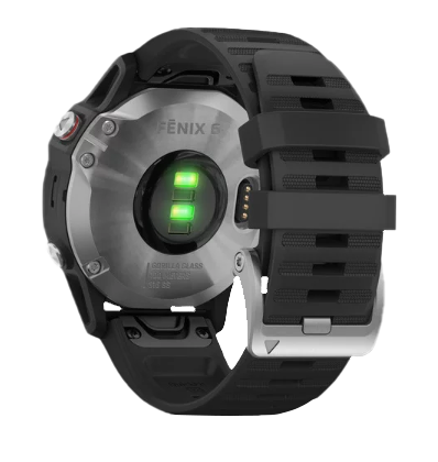 Garmin Fenix 6 smartwatch with silver case and black band